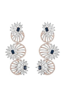Silver plated faux diamond long dangler earrings