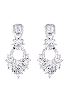 Silver plated faux diamond chandelier earrings