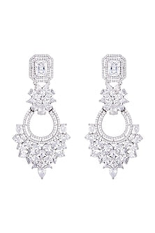 Silver plated faux diamond chandelier earrings