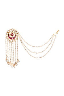 Gold plated faux kundan long earrings