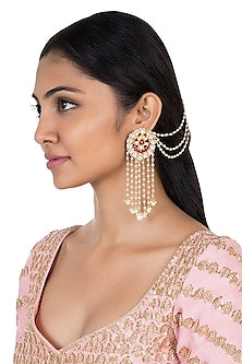 Gold plated faux kundan long earrings