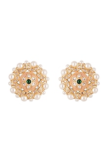 Gold plated faux kundan stud earrings