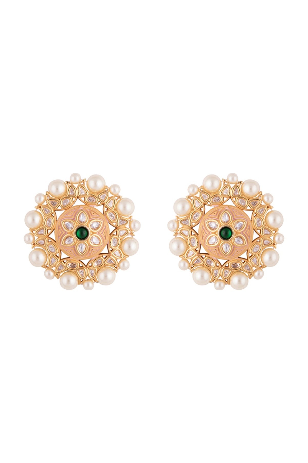 Gold plated faux kundan stud earrings