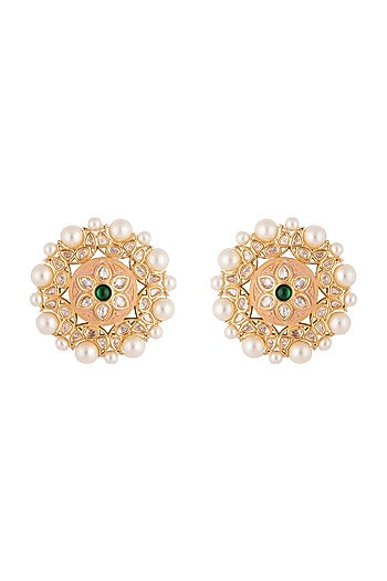 Gold plated faux kundan stud earrings