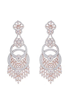 Silver plated faux diamond long earrings