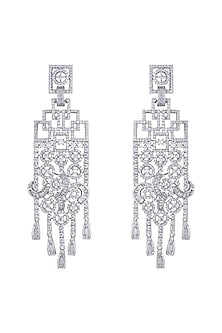 Silver plated faux diamond chandelier earrings
