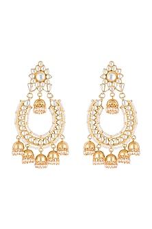 Gold plated faux kundan chandbali earrings