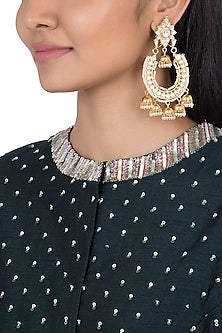 Gold plated faux kundan chandbali earrings