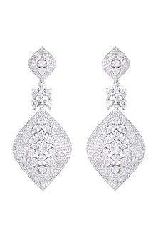 Silver plated faux diamond dangler earrings