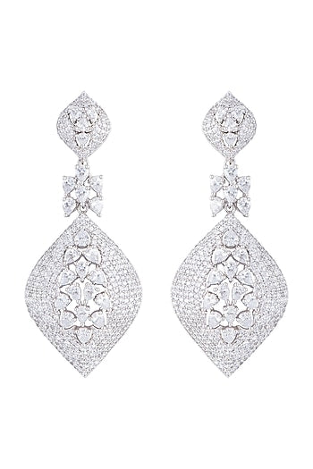Silver plated faux diamond dangler earrings