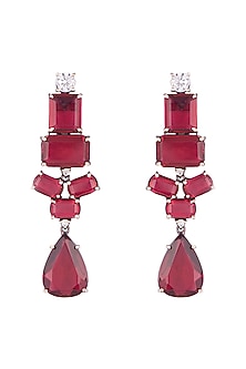 Silver plated faux ruby earrings