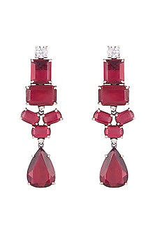 Silver plated faux ruby earrings