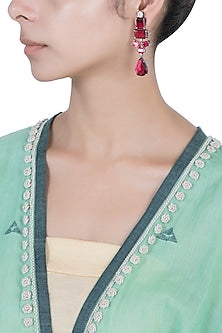 Silver plated faux ruby earrings