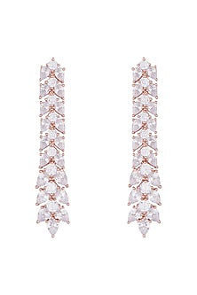 Silver plated faux diamond long earrings