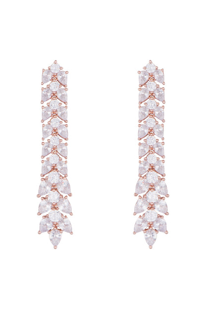 Silver plated faux diamond long earrings
