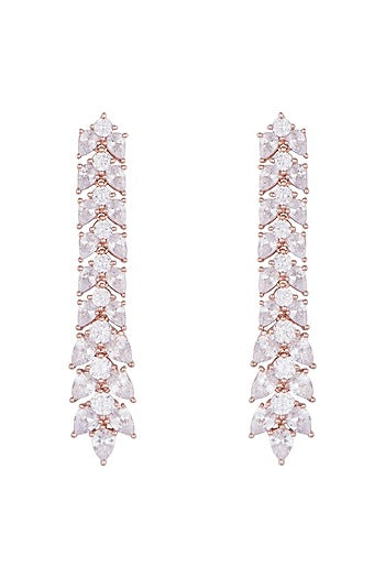 Silver plated faux diamond long earrings