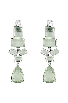Silver plated green stone earrings