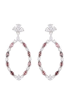 Silver plated faux diamond oval earrings