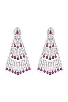 Silver plated faux diamond and ruby earrings