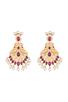 Gold plated faux kundan long earrings