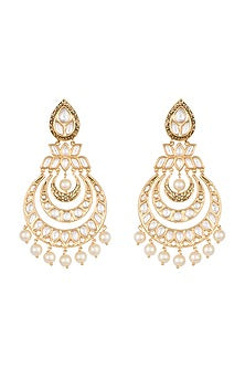 Gold plated faux kundan chandbali earrings