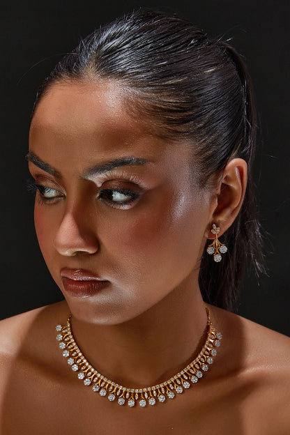 Gold Finish Zircon Necklace Set