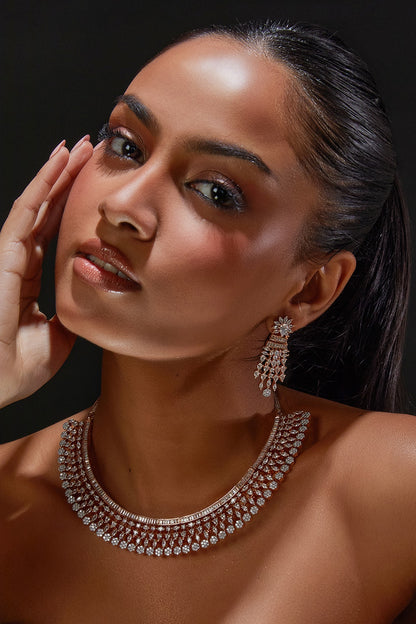 White Finish Zircon Necklace Set