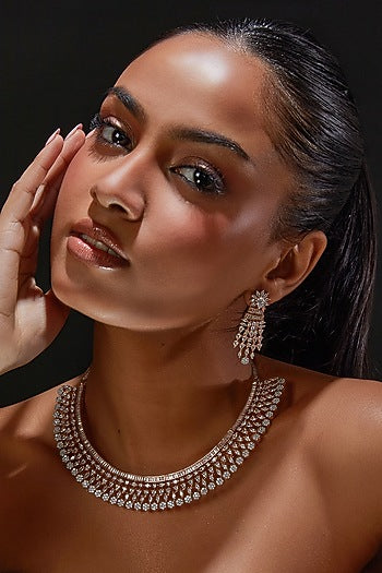 White Finish Zircon Necklace Set