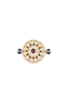 Yellow Rhodium Plated Blue & Red Two Finger Ring