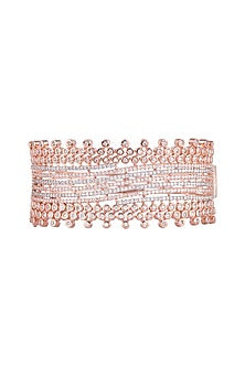 Rose Gold Finish Faux Diamond Openable Kada Bracelet