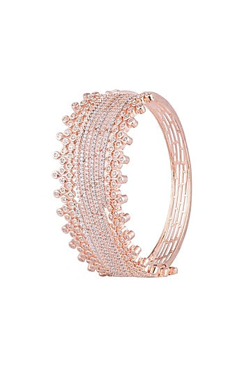 Rose Gold Finish Faux Diamond Openable Kada Bracelet