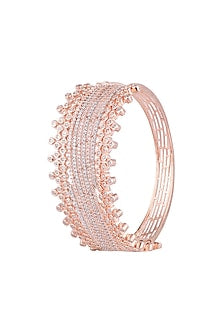 Rose Gold Finish Faux Diamond Openable Kada Bracelet