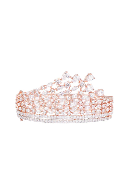 Rose Gold Finish Faux Diamond Openable Bracelet