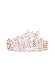 Rose Gold Finish Faux Diamond Openable Bracelet