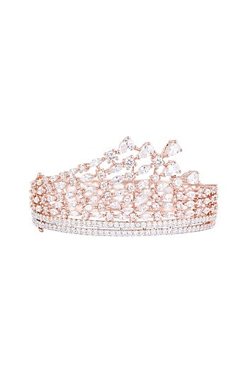 Rose Gold Finish Faux Diamond Openable Bracelet