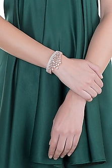 Rose Gold Finish Faux Diamond Openable Bracelet