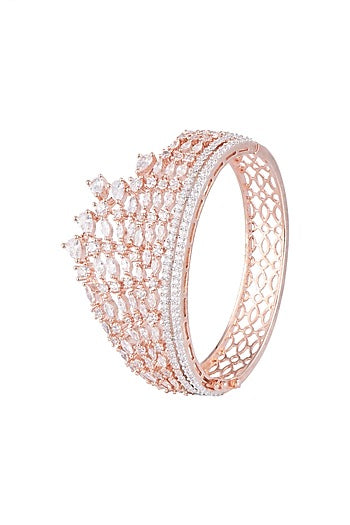 Rose Gold Finish Faux Diamond Openable Bracelet