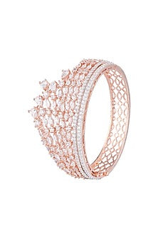 Rose Gold Finish Faux Diamond Openable Bracelet