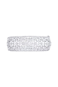 White Rhodium Finish Faux Diamond Openable Bracelet