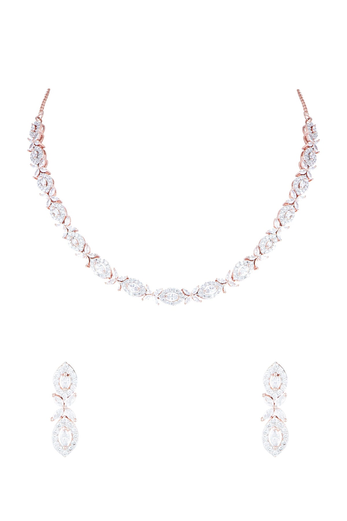 Rose Gold Plated Faux Diamond Necklace Set