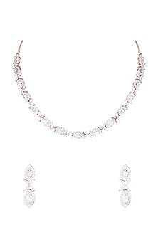 Rose Gold Plated Faux Diamond Necklace Set