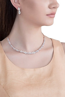 Rose Gold Plated Faux Diamond Necklace Set