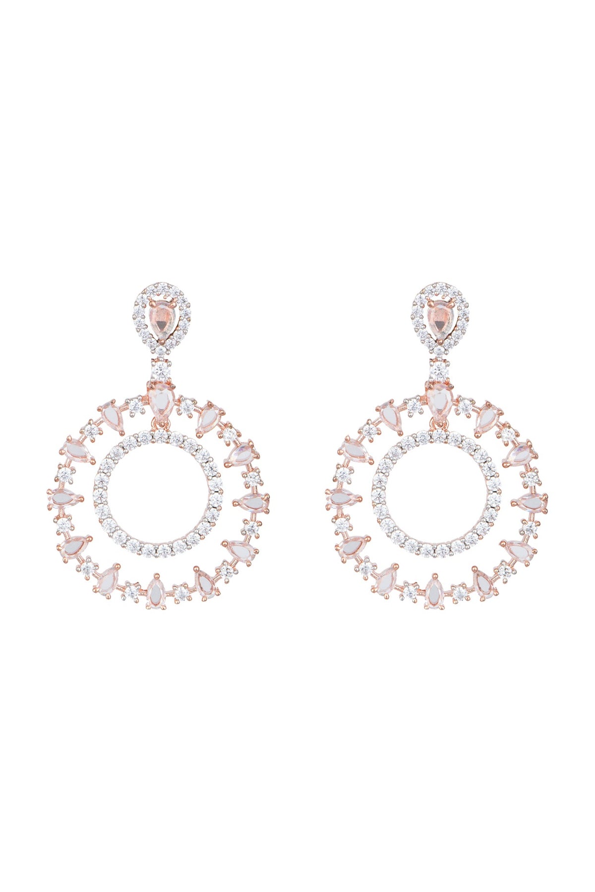 Rose Gold Plated Faux Rose Cut Diamond Earrings