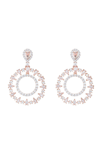 Rose Gold Plated Faux Rose Cut Diamond Earrings