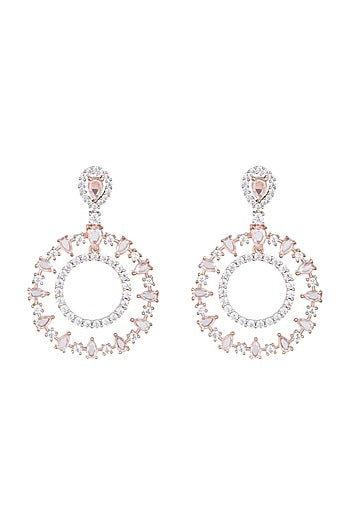 Rose Gold Plated Faux Rose Cut Diamond Earrings