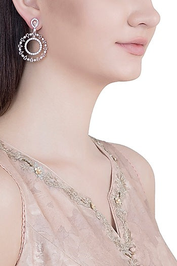 Rose Gold Plated Faux Rose Cut Diamond Earrings