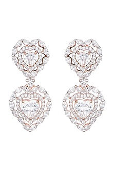 Rose Gold Plated Faux Diamond Heart Earrings
