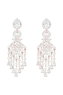 Rose Gold Plated Faux Diamond Chandelier Earrings