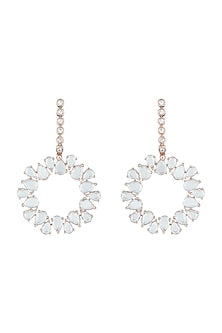 Rose Gold Plated Faux Rose Cut Diamond Long Earrings