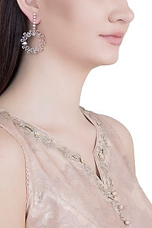 Rose Gold Plated Faux Rose Cut Diamond Long Earrings
